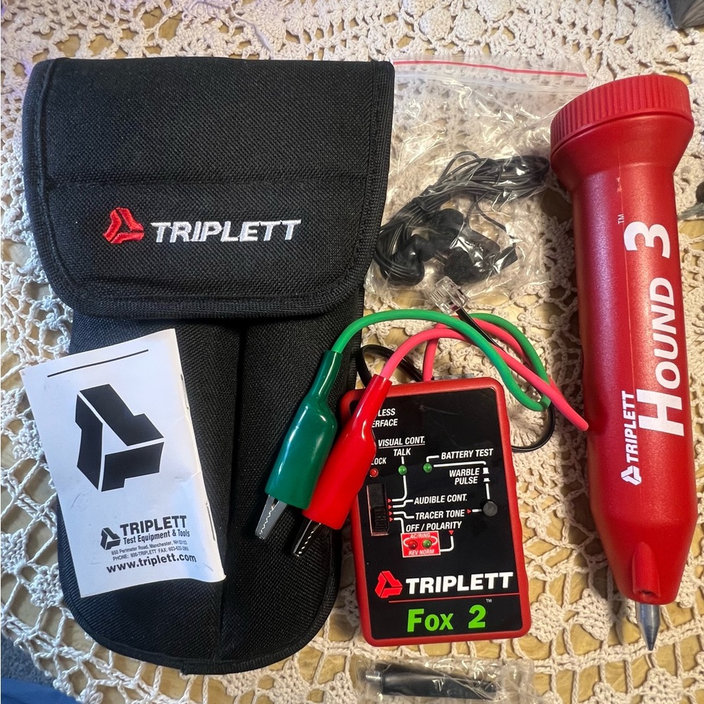 TRIPLETT Fox 2 & Hound 3 Cable Tester Set with Case & manual NEW!